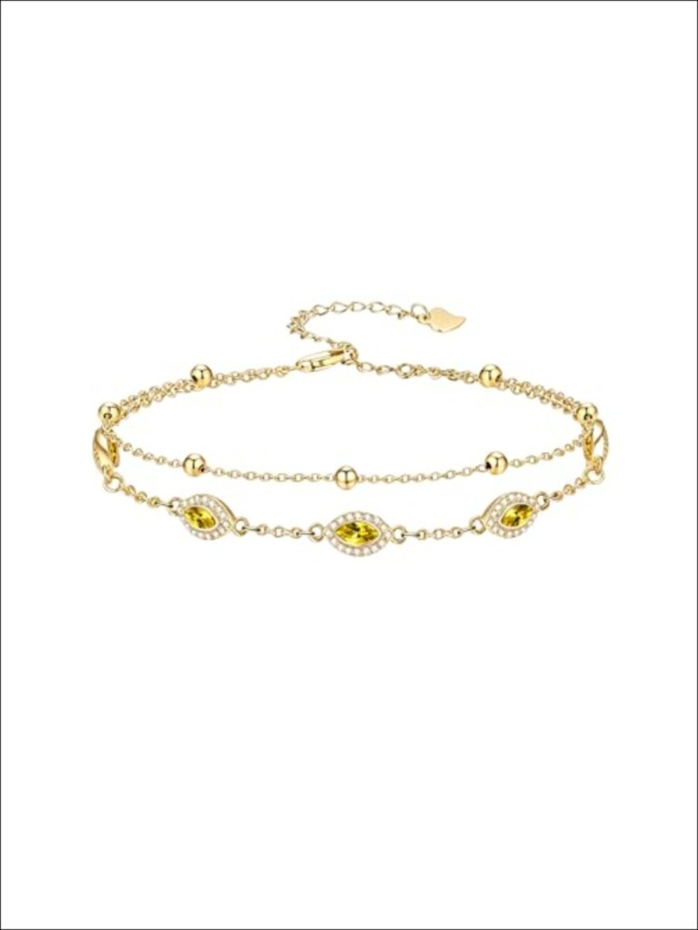 18K Gold Plated Birthstone Bracelet/Anklet with Extendable Chain